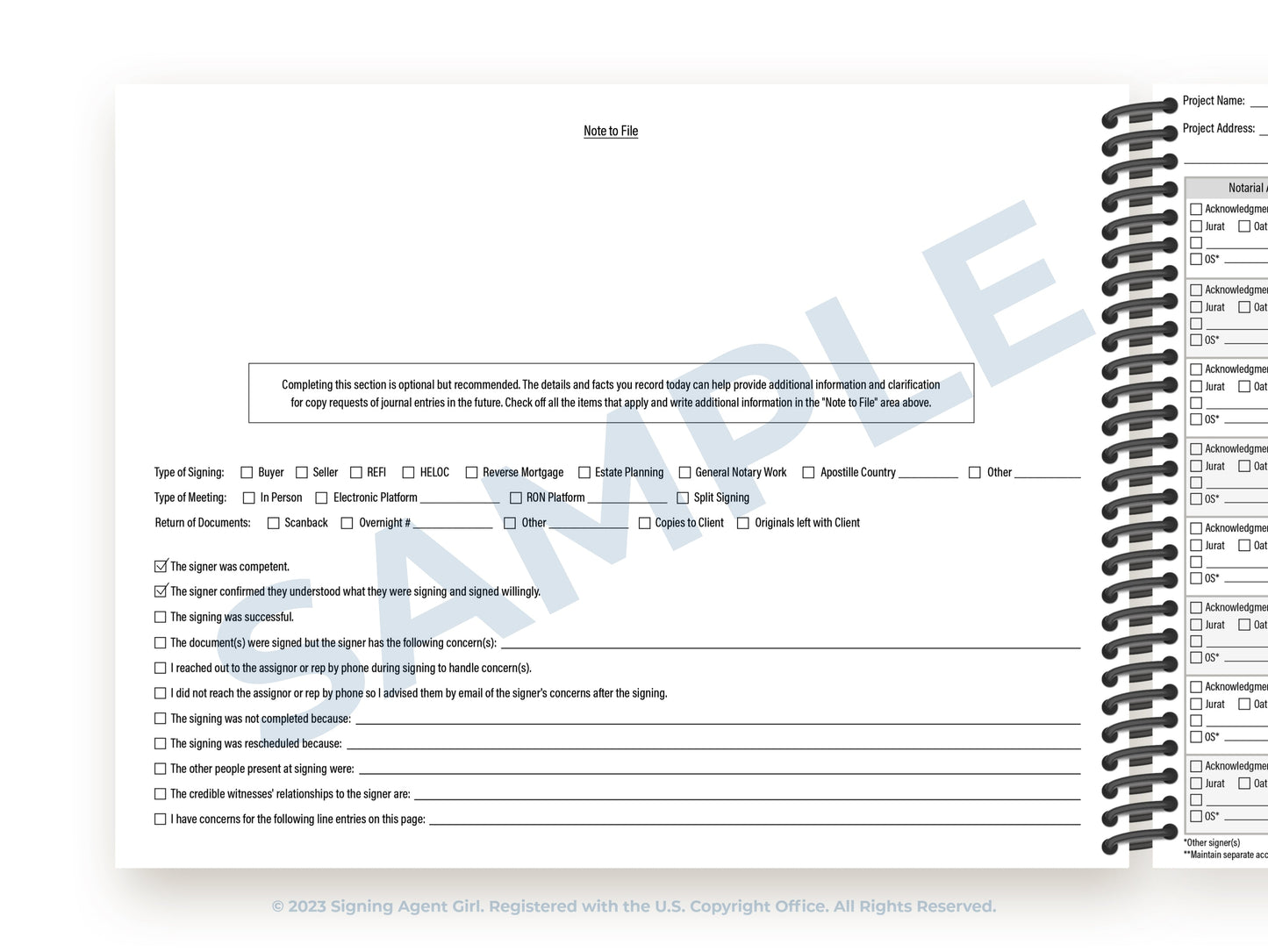 Confidential Signing Agent Girl Notarial Journal - 2024 Edition